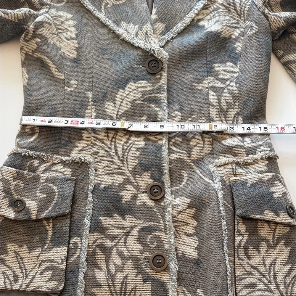 Mango (MNG) floral damask tapestry jacquard boho trench coat XS - Picture 4 of 13